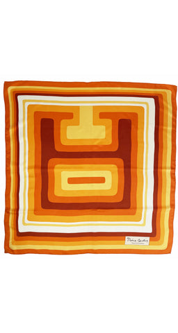 1960s Mod Orange Silk Twill Scarf