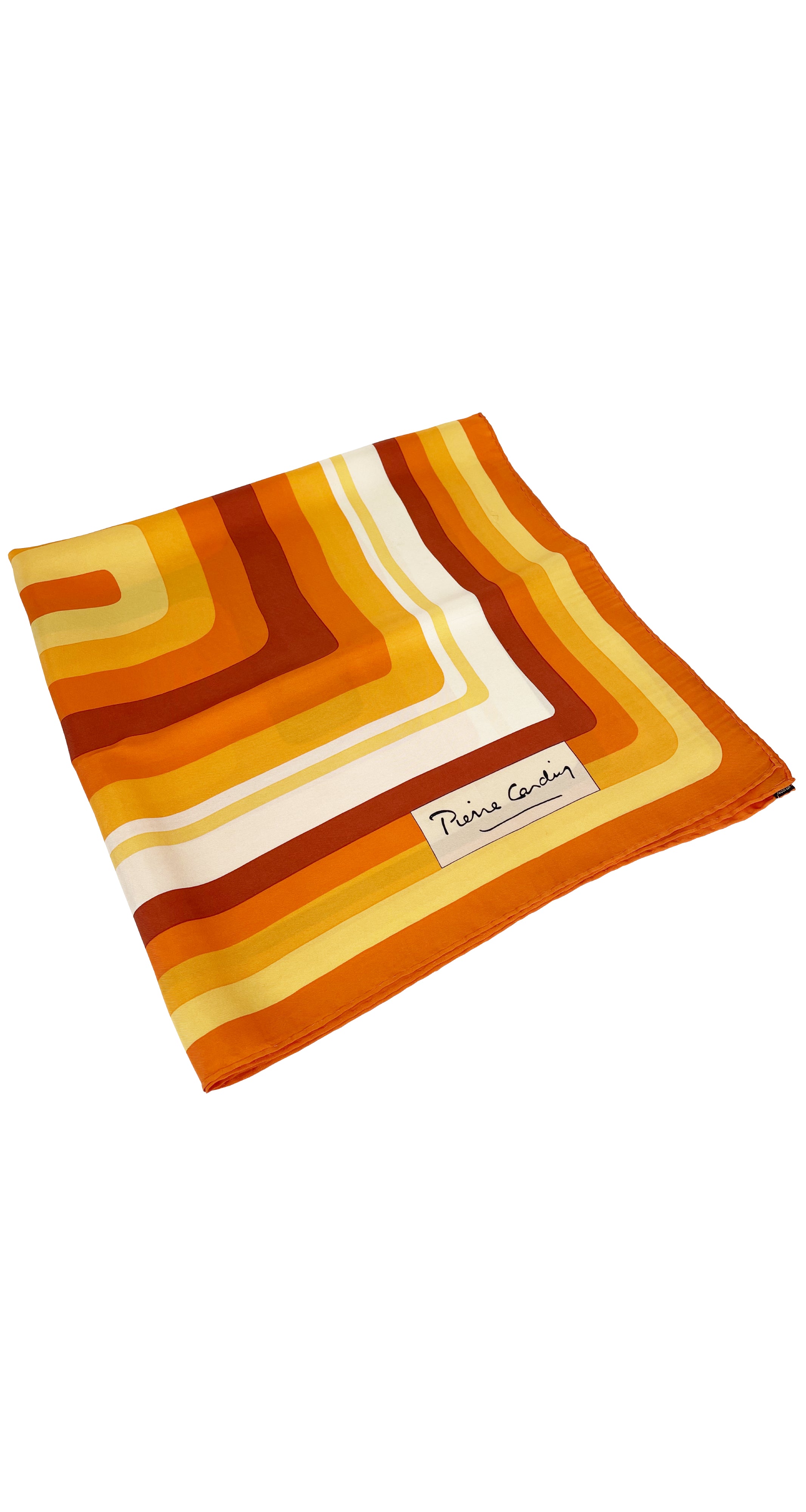 1960s Mod Orange Silk Twill Scarf