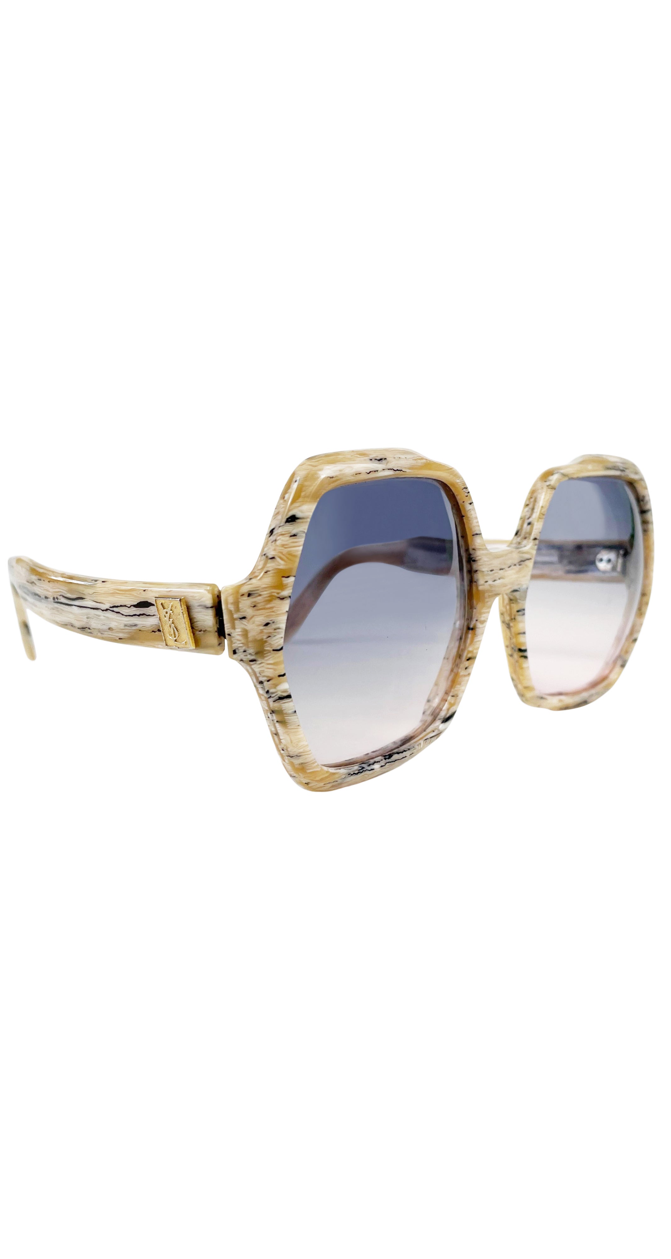 1970s "YSL 8" Marbled Frame Gradient Sunglasses