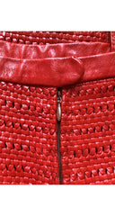 1970s Mod Red Woven Leather Mini Skirt