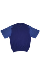 1980s Men's Navy Blue Linen & Cotton Knit Top