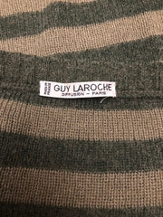1970s Olive Green Striped Wool Knit Sweater