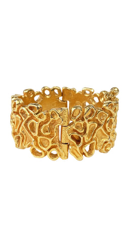 1970s Modernist Gold-Plated Hinged Bracelet