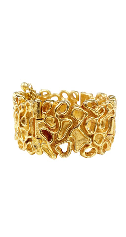 1970s Modernist Gold-Plated Hinged Bracelet