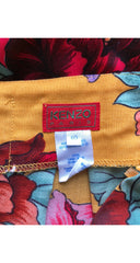 1980s Floral Wool Challis Pleated Midi Skirt