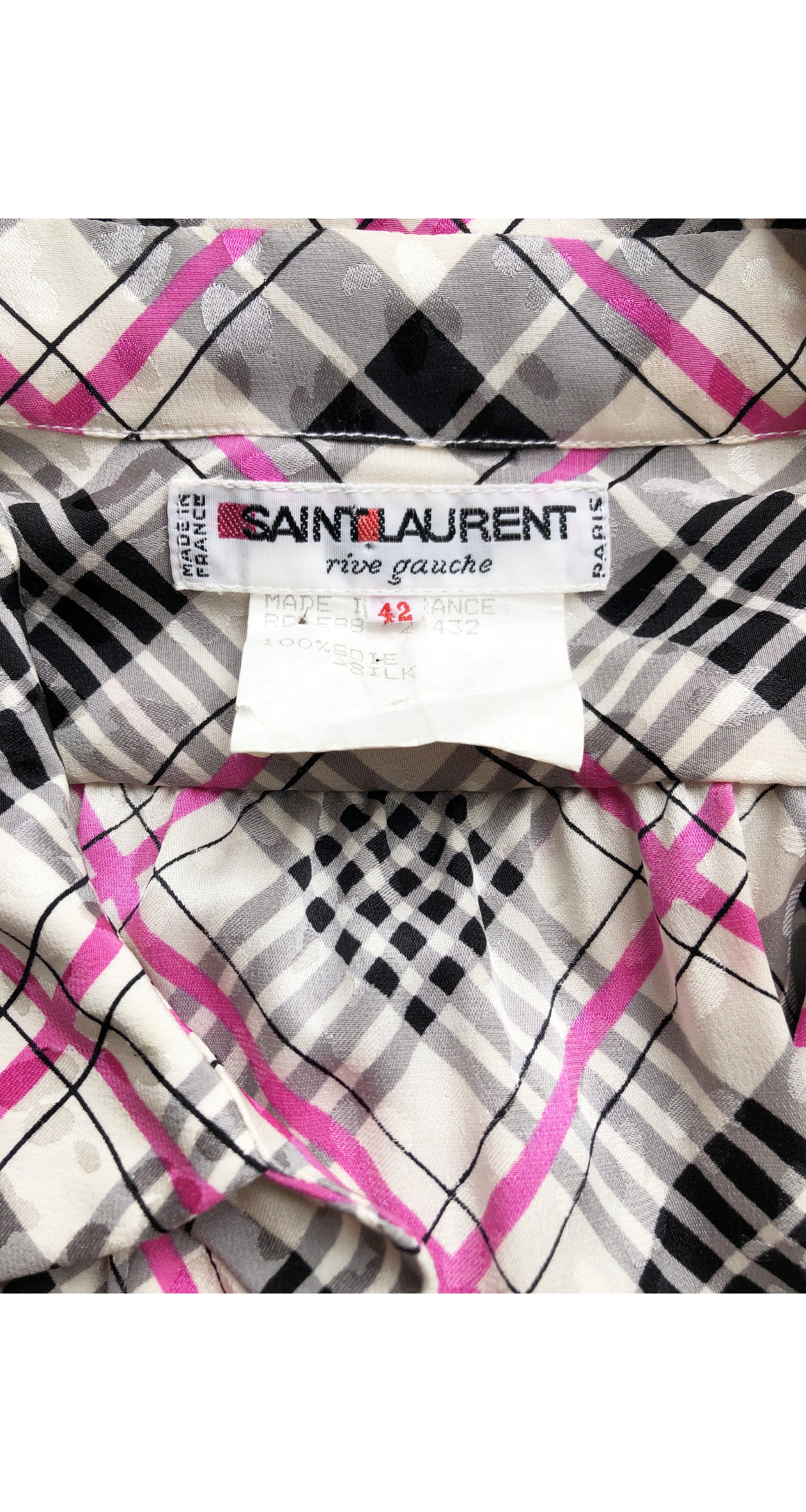 1988 S/S Pink & Gray Jacquard Silk Pleated Shirt Dress