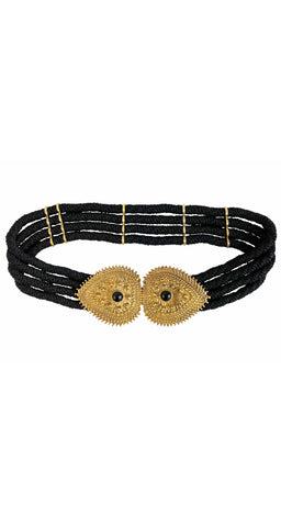 1981-82 F/W Runway Ornate Gold-Plated Buckle Cord Belt