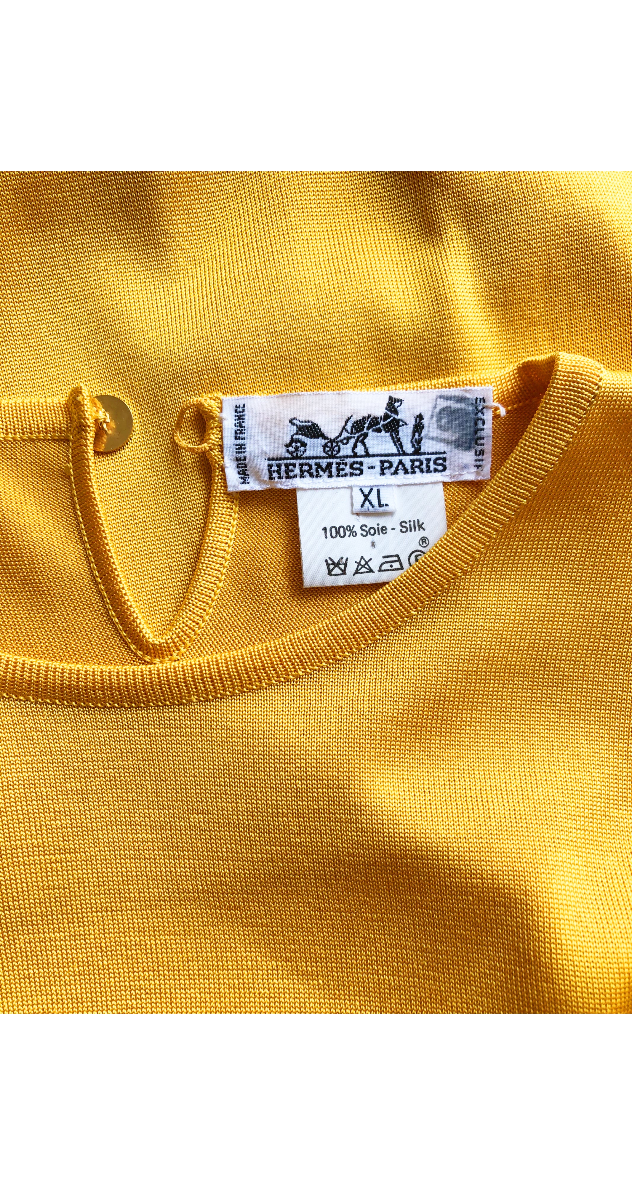 1980s Yellow Silk Knit Long Sleeve Bodysuit