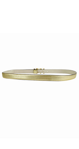 1980s "XXX" Buckle Thin Gold Leather Belt