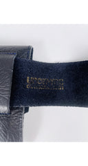 1980s Grainy Navy Leather Pouch Hip Belt