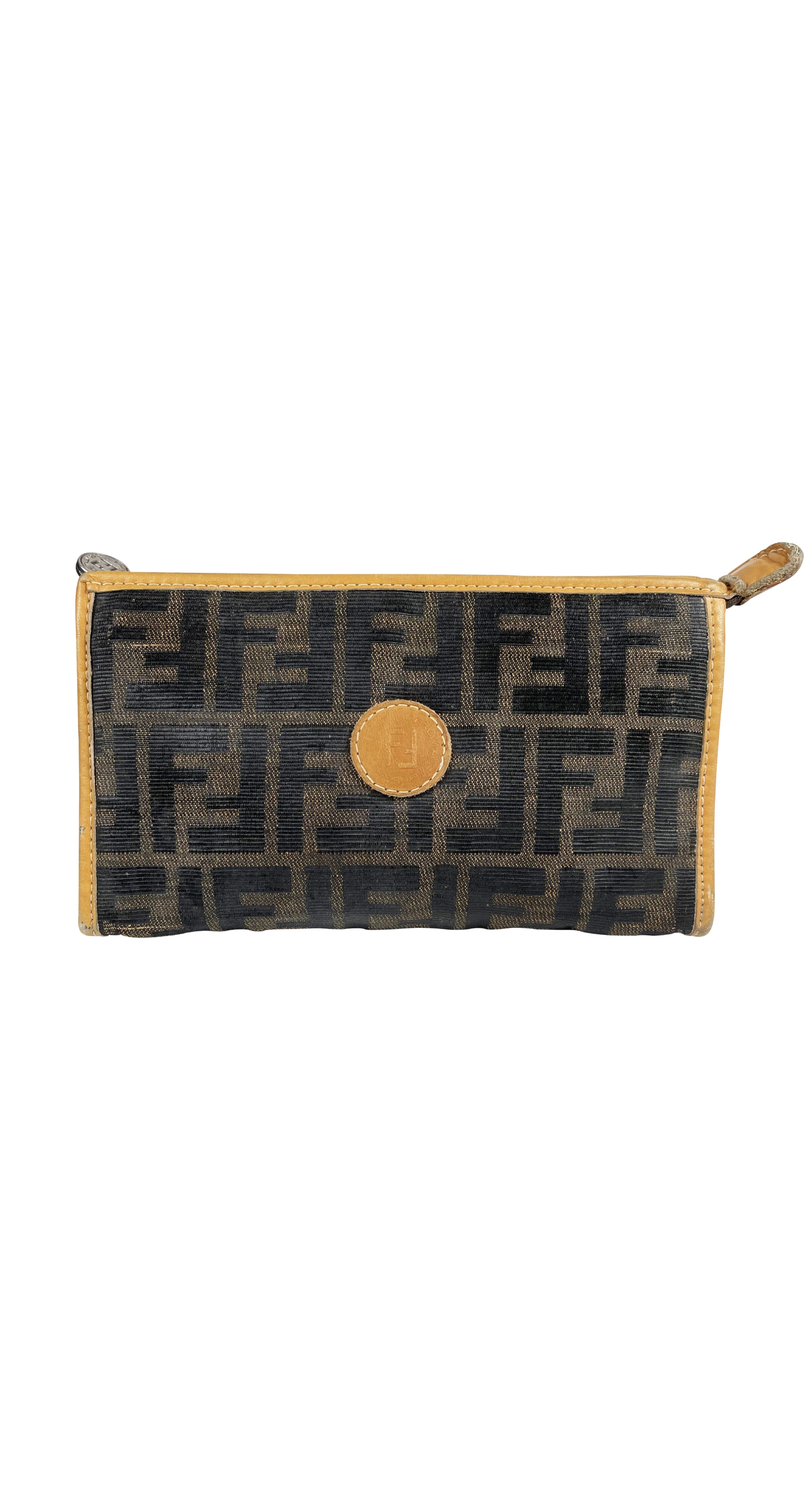 1970s Zucca Canvas Leather Trim Cosmetic Pouch