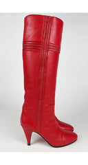 1980s Red Leather Lizard Skin High Heel Boots