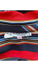 1982 S/S Runway Stripe Navy Silk Tie-Neck Blouse