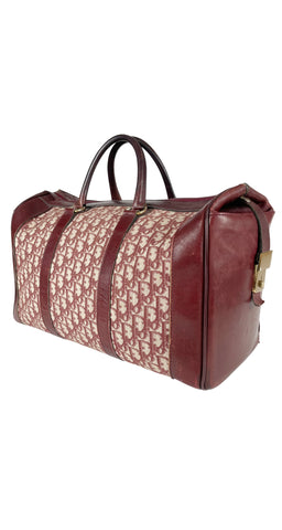 1970s Burgundy Trotter Canvas Leather Trim Travel Bag
