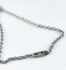 1970s Brutalist Pewter Pendant Chain Link Necklace