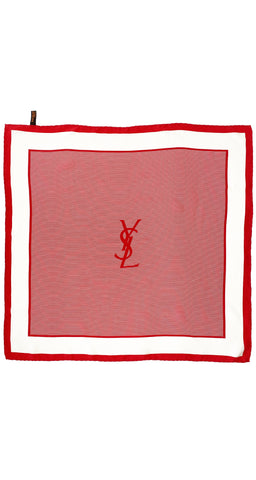 1970s Logo Red & White Striped Silk Scarf