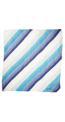 1960s Blue Striped Silk Chiffon Scarf