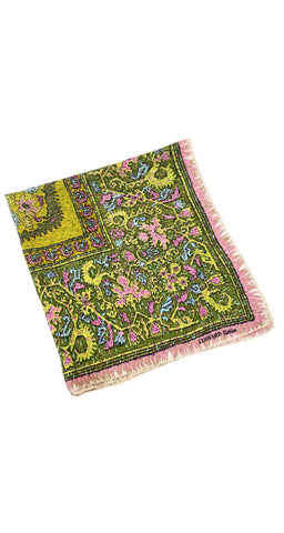 1960s Green Abstract Silk Twill Scarf