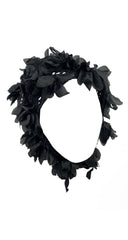 1950s Whimsical Black Flower Petal Head Scarf
