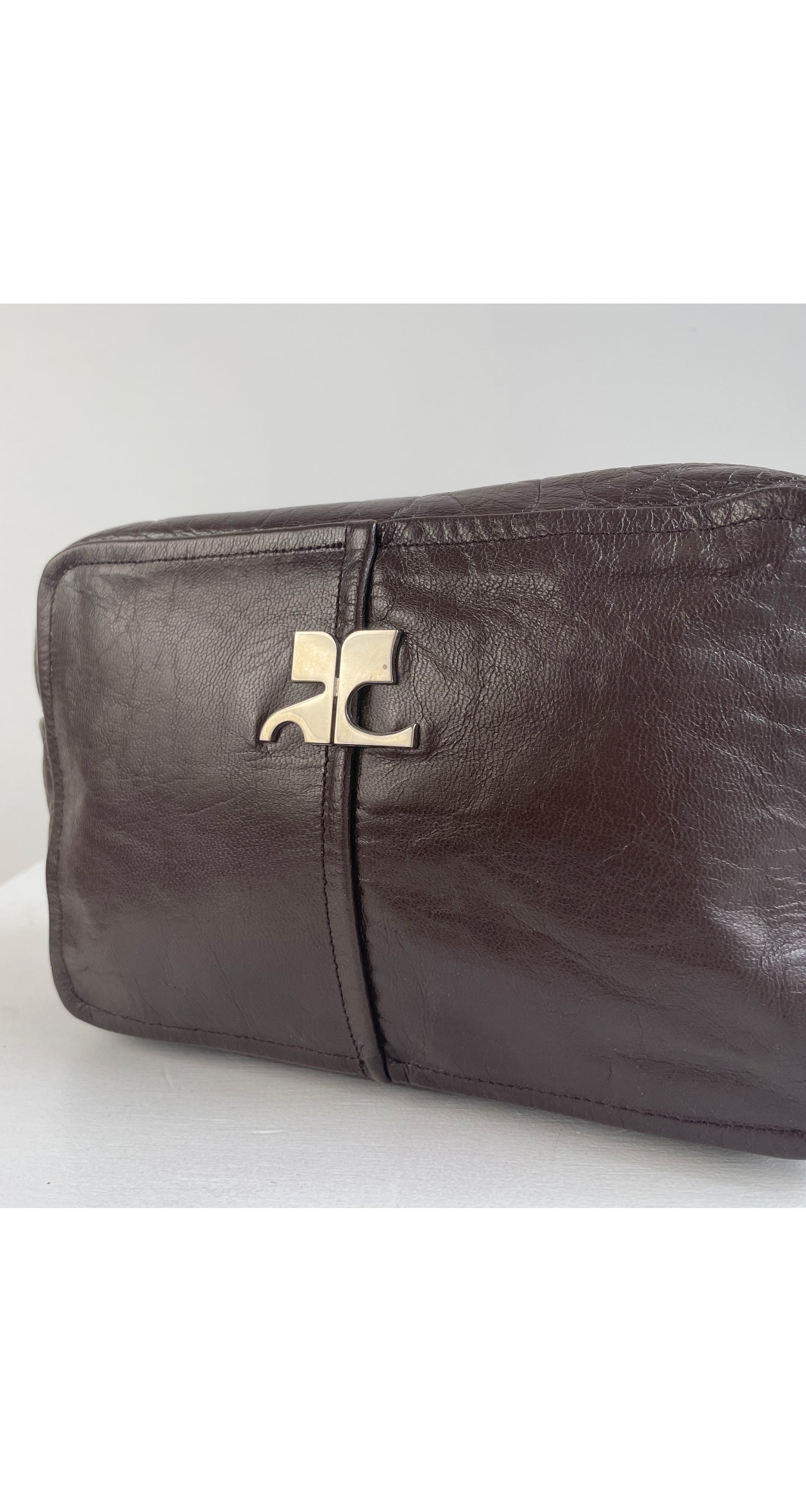 1970s Logo Brown Leather Shoulder Bag