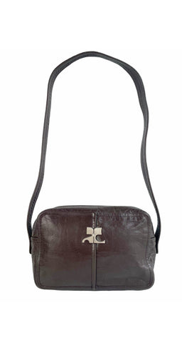 1970s Logo Brown Leather Shoulder Bag