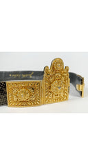 1980s Ornate Gold Buckle Python Skin Belt