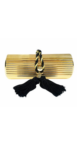 1980s Gold Metal Tassel Minaudière Evening Bag