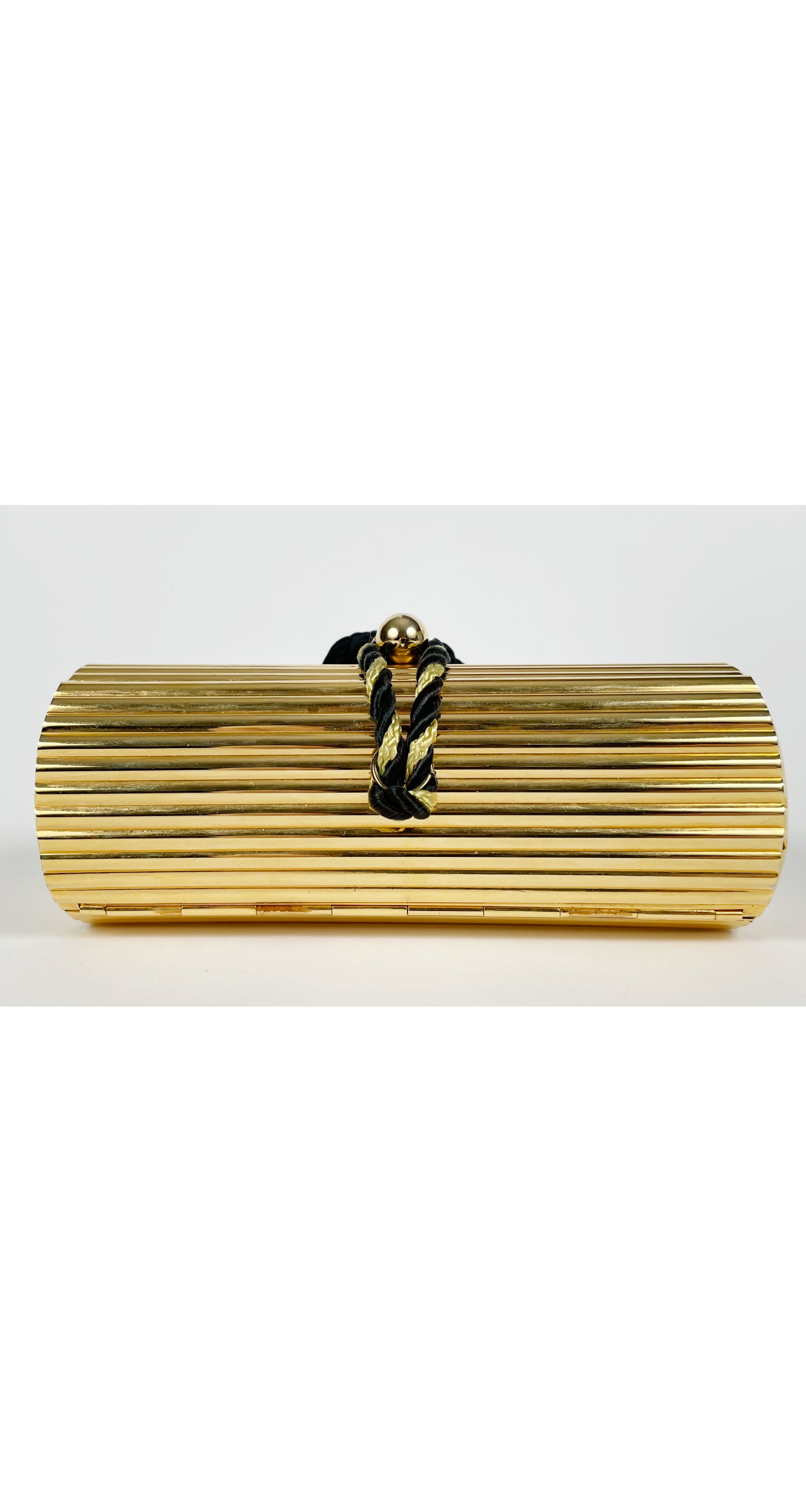 1980s Gold Metal Tassel Minaudière Evening Bag
