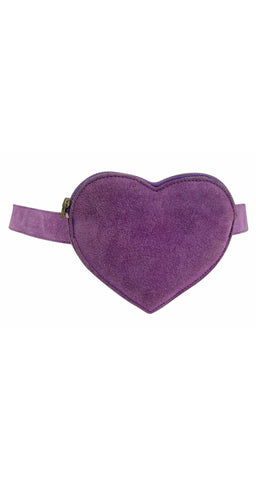 1980s Heart-Shaped Purple Suede Belt Bag