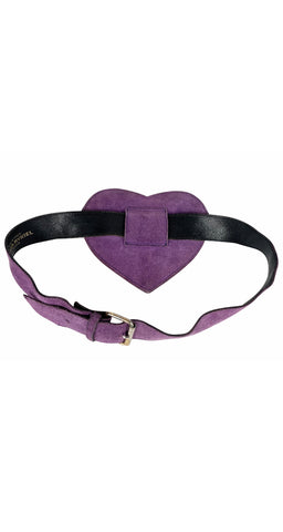 1980s Heart-Shaped Purple Suede Belt Bag