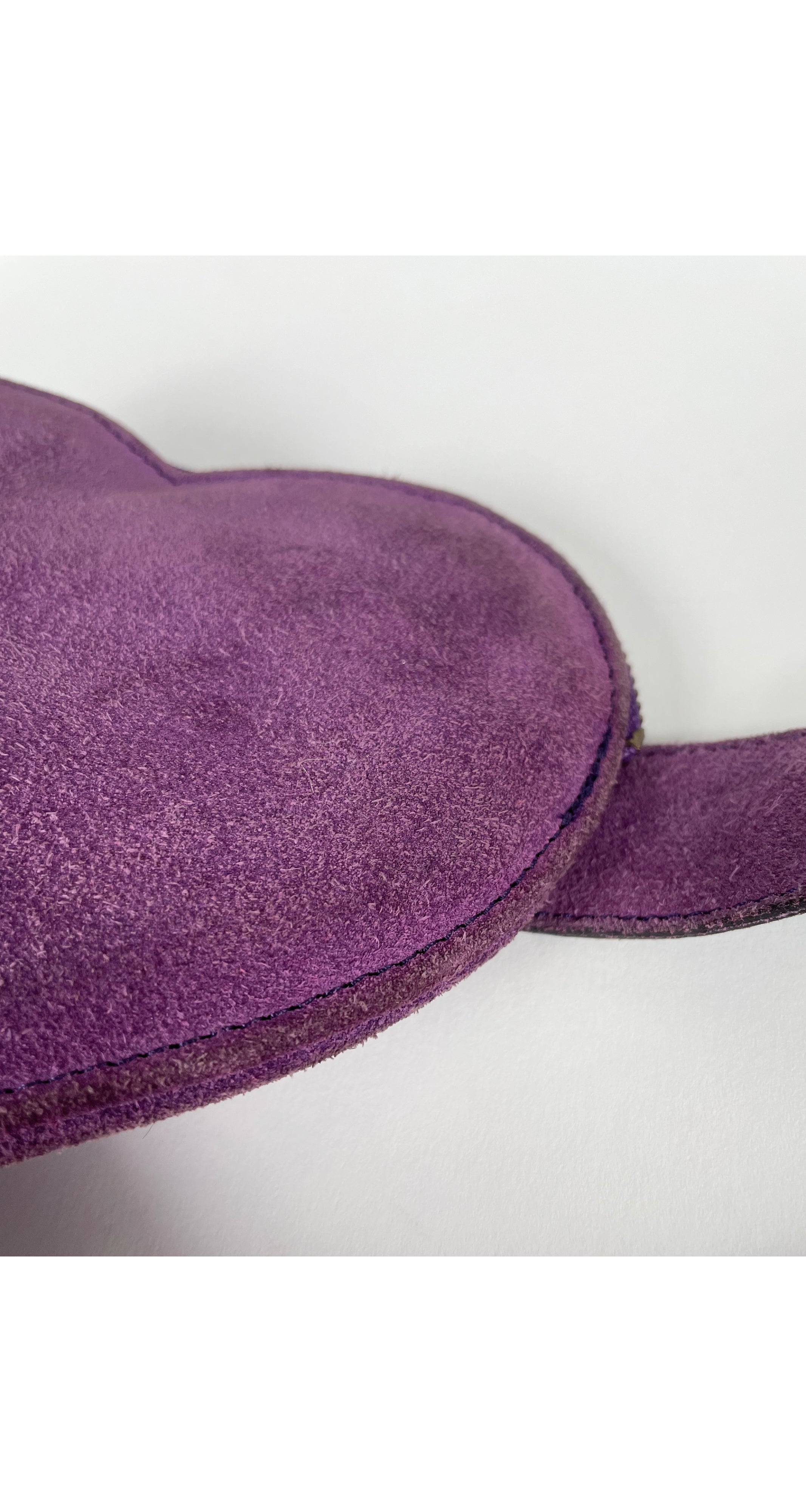 1980s Heart-Shaped Purple Suede Belt Bag