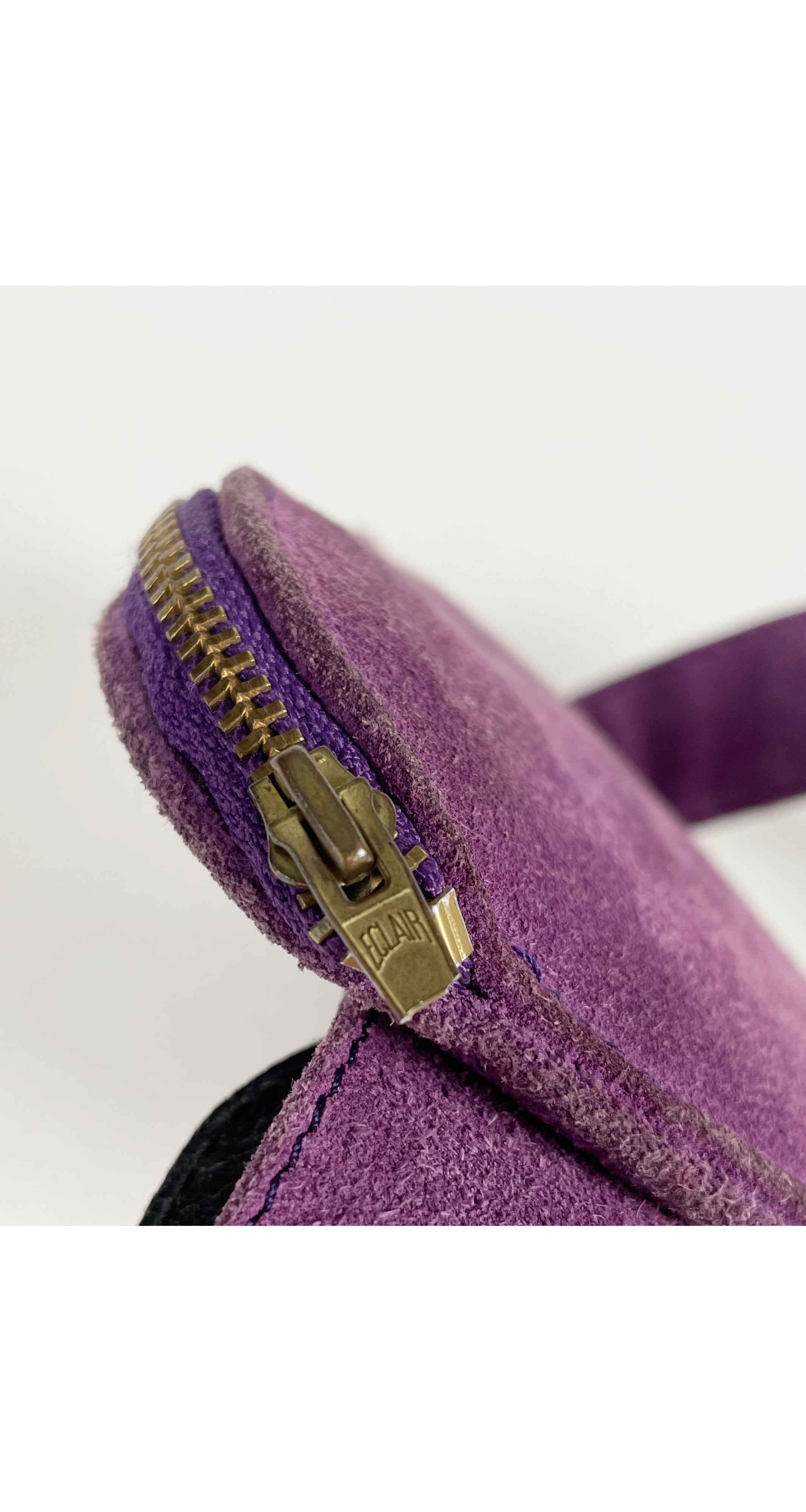 1980s Heart-Shaped Purple Suede Belt Bag