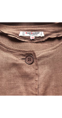 1980s Brown Linen Button Down Blouse