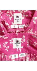 1980s Butterfly Print Pink Silk Jacquard Blouse & Skirt Set