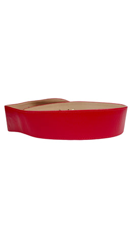 1980s Metal Snake Red Leather Wide Belt