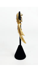 1990s Rhinestone Gold-Tone Clip-On Earrings & Bracelet Set