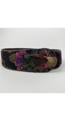 1981 Documented Hummingbird Feather Floral Velvet Belt