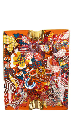 Fleurs d'Indiennes by Aline Honore Porcelain Cigar Ashtray