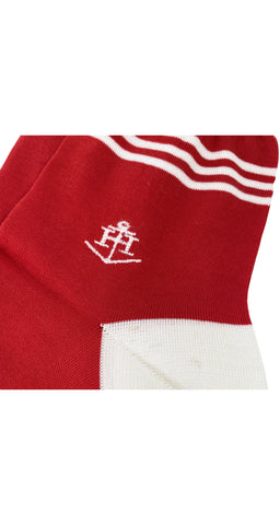 1980s Red & White Silk Knit Socks