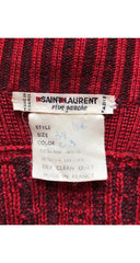 1980s Embossed Leather & Red Wool Cable Knit Cardigan