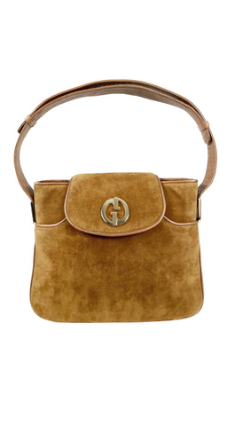 1973 "GG" Tan Suede Flap Medium Shoulder Bag