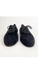 1980s Men's Black Suede Lace-Up Shoes