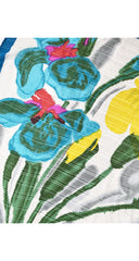 1980s 42" Floral Striped Silk Chiffon Scarf