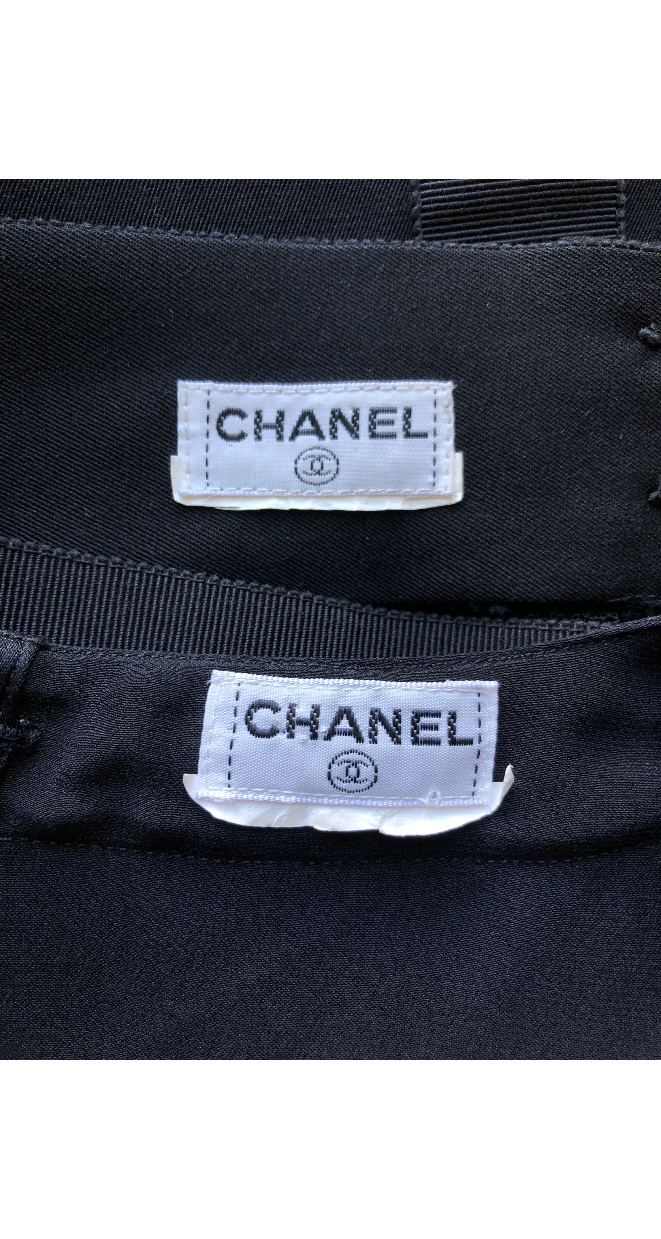 Chanel 1980s Black Silk Blouse & Wool Skirt Set – Featherstone Vintage