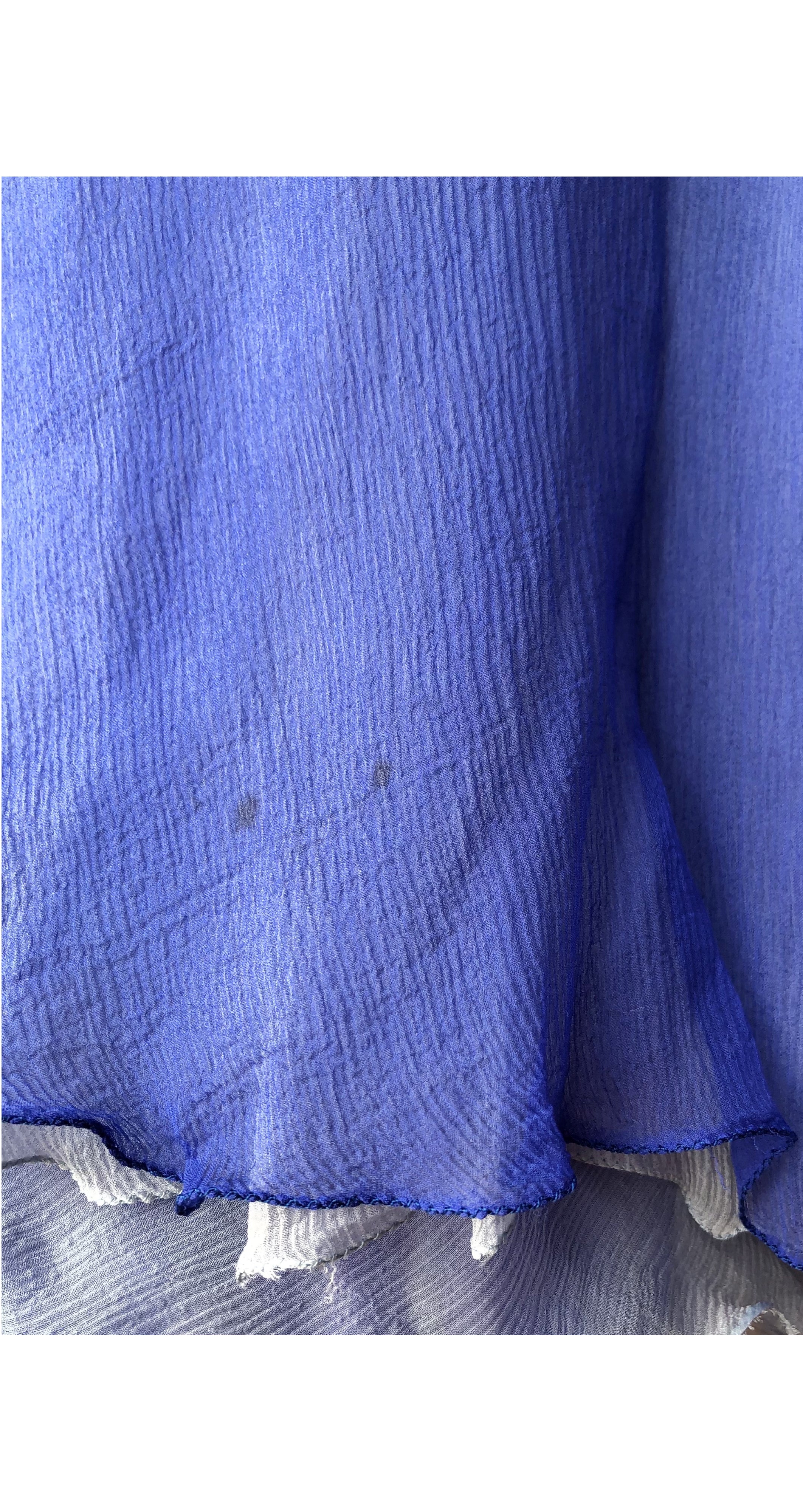 1980s Blue Silk Chiffon Draped Strapless Dress
