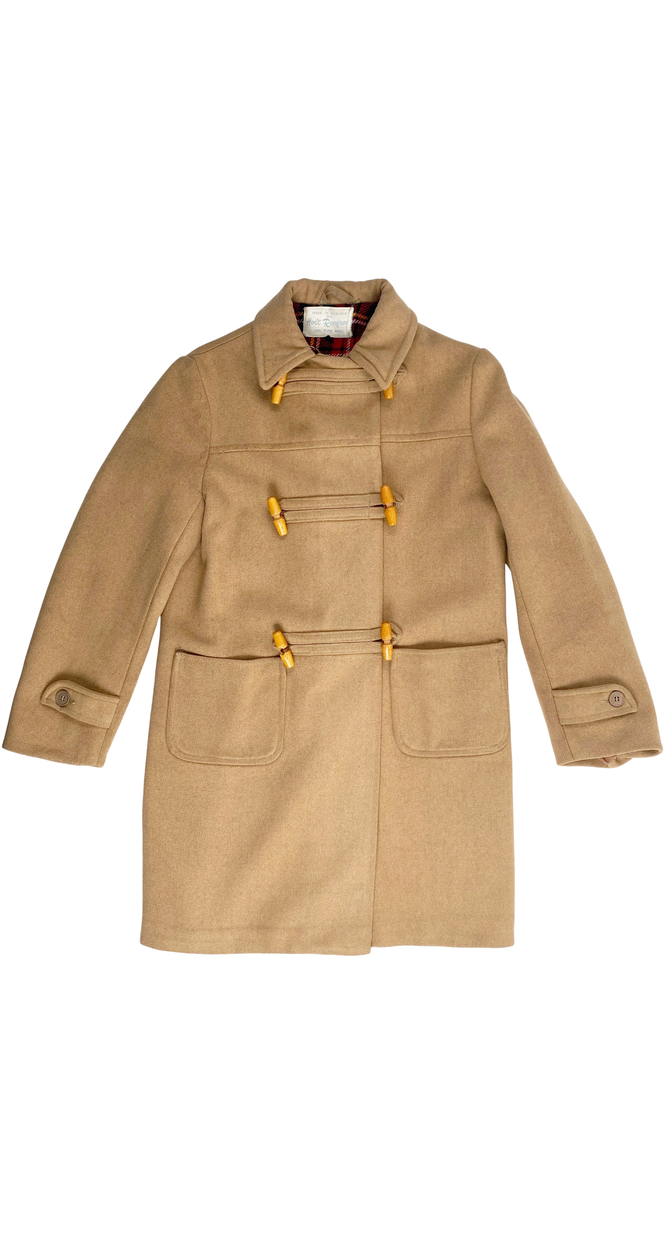 1970s Kids' Beige Wool Hooded Duffle Coat