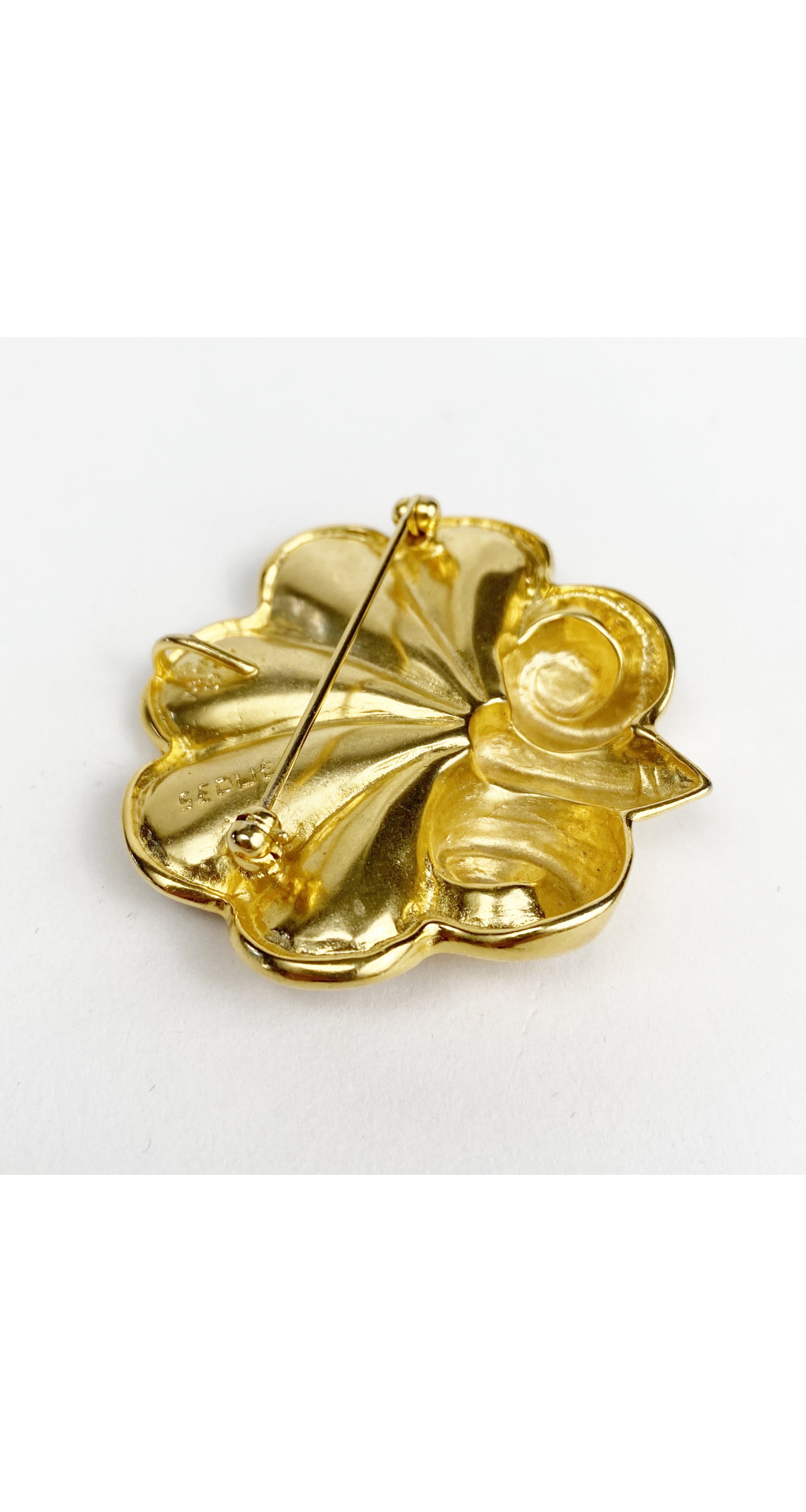 1990 Sedue Gold-Tone Scalloped Pendant Brooch
