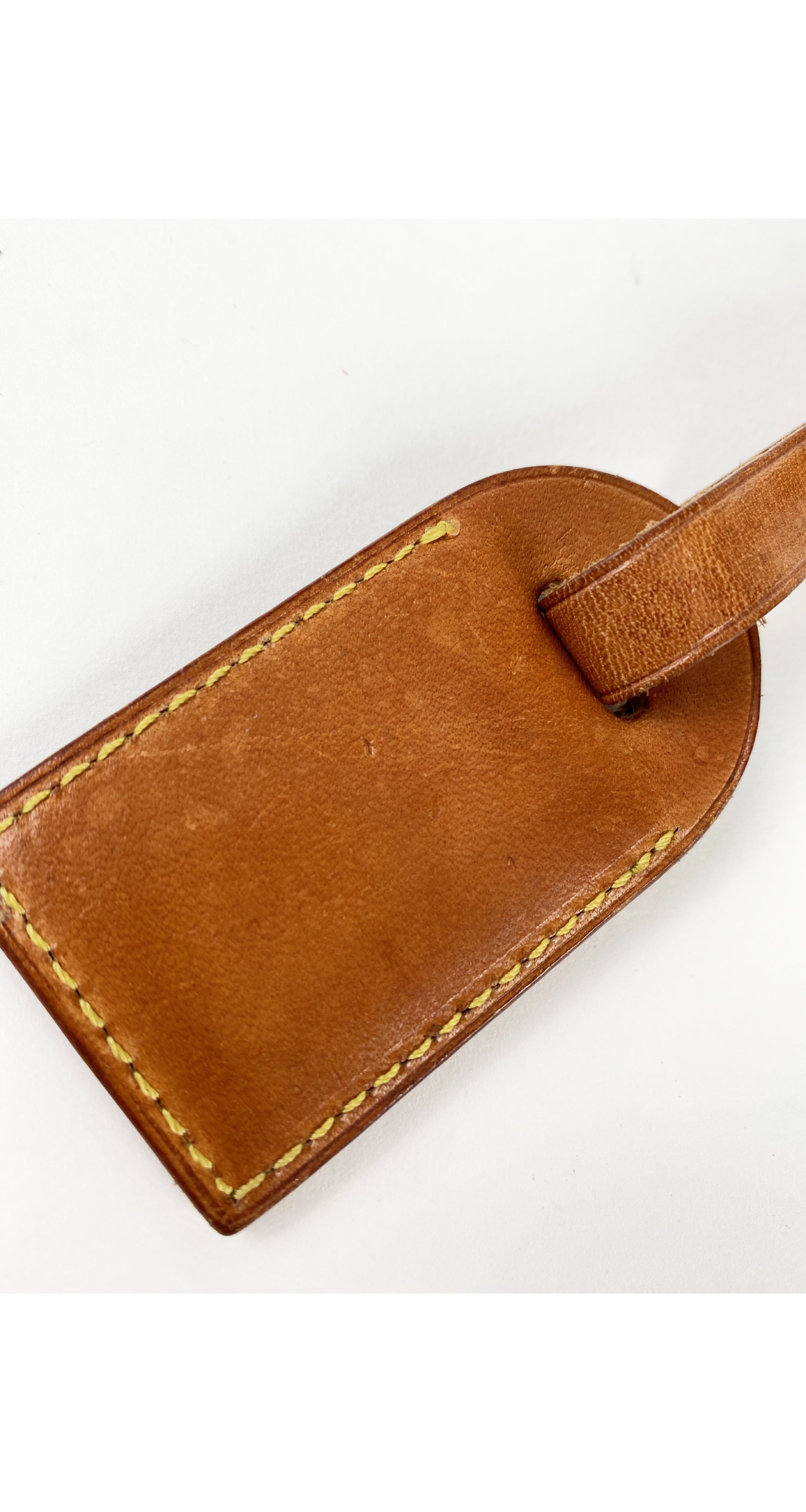 Louis Vuitton 1980s Vintage Brown Leather Luggage Tag
