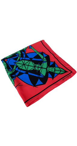 1980s High Priestess Red Silk Scarf