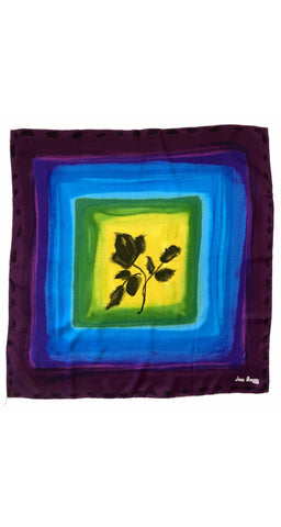 1950s Rose Print Gradient Silk Scarf